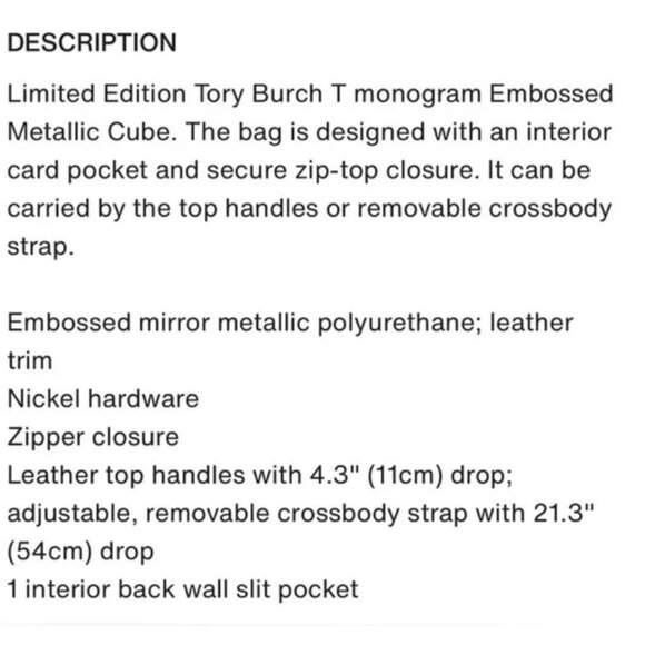 Limited Edition Tory Burch T Monogram Embossed Metallic Silver Cube Handbag - Picture 3 of 12